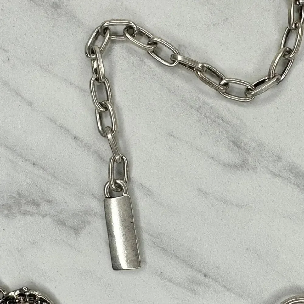 Vintage Blue Cabochon Silver Chain Belt M/L ✨
